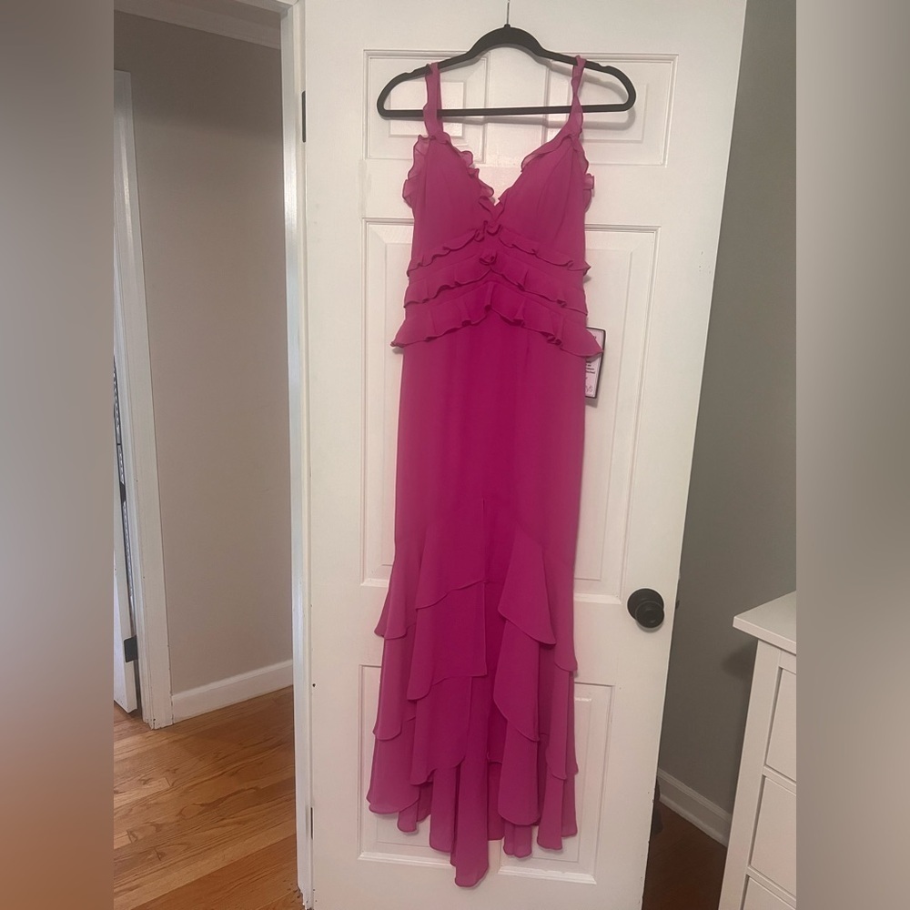 Elegant Pink Ruffled Dress